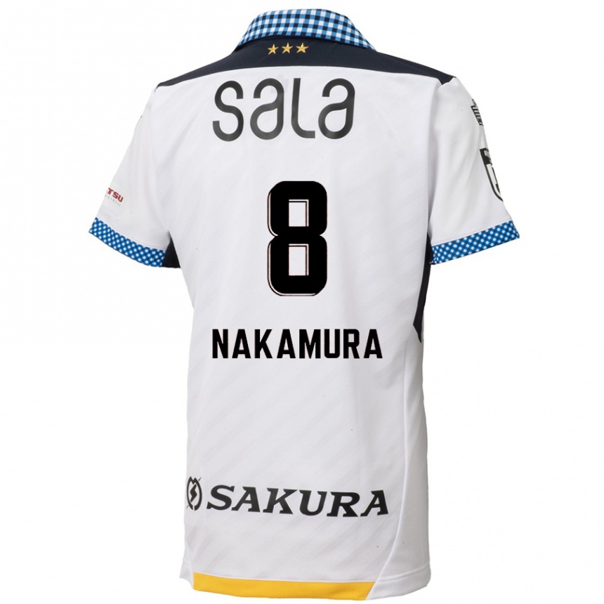 Niño Fútbol Camiseta Shunta Nakamura #8 Blanco Negro 2ª Equipación 2024/25