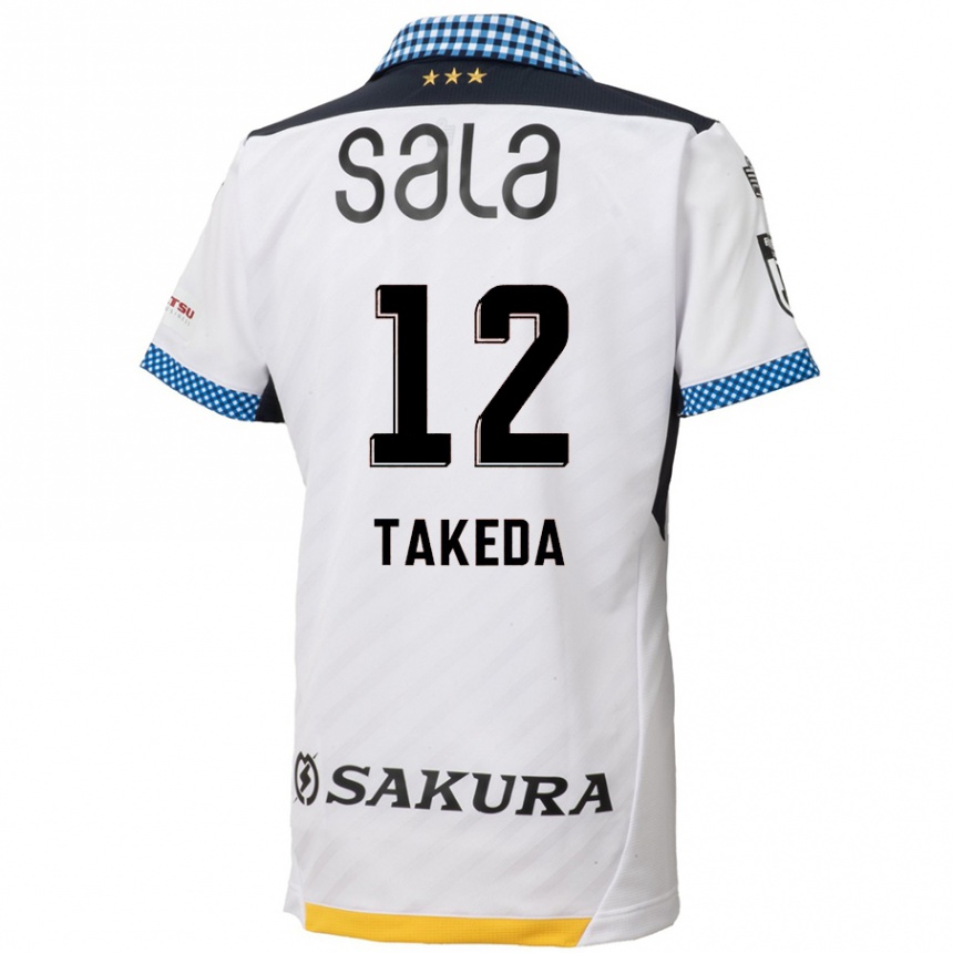 Niño Fútbol Camiseta Yusei Takeda #12 Blanco Negro 2ª Equipación 2024/25