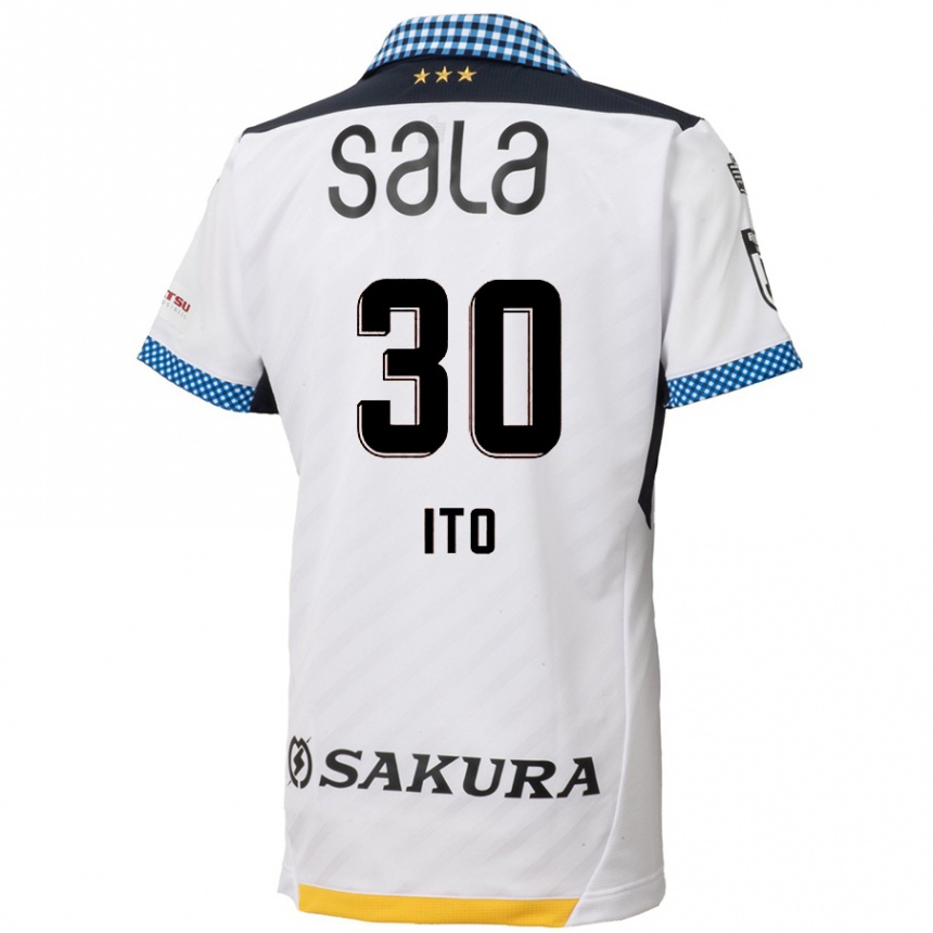 Niño Fútbol Camiseta Chikara Ito #30 Blanco Negro 2ª Equipación 2024/25