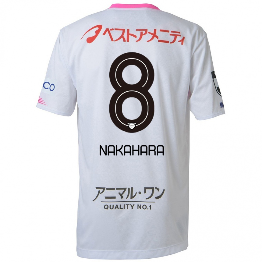 Niño Fútbol Camiseta Hikaru Nakahara #8 Blanco Azul Rosa 2ª Equipación 2024/25