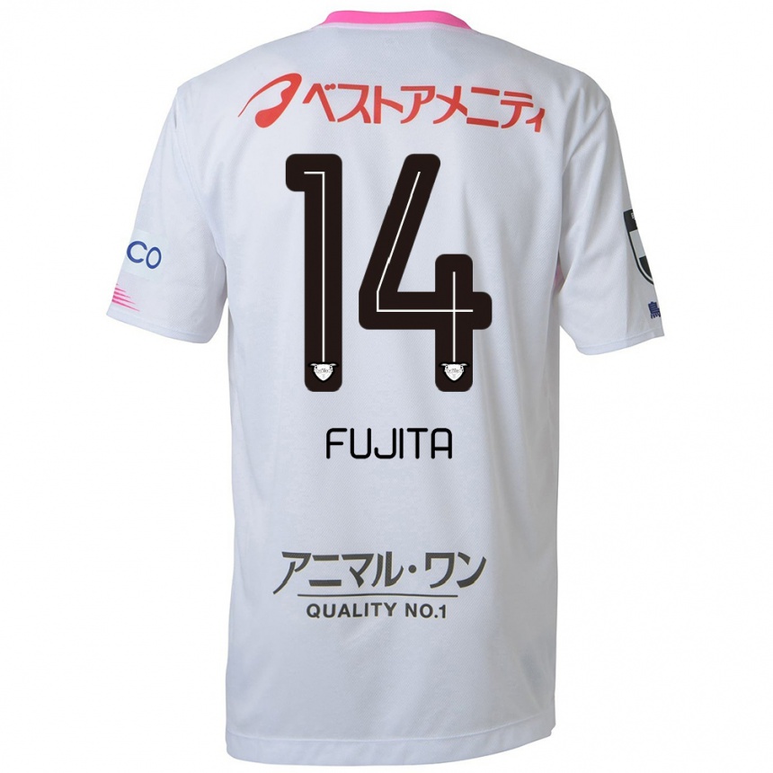 Niño Fútbol Camiseta Naoyuki Fujita #14 Blanco Azul Rosa 2ª Equipación 2024/25