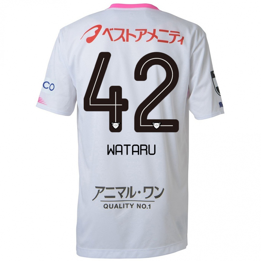 Niño Fútbol Camiseta Wataru Harada #42 Blanco Azul Rosa 2ª Equipación 2024/25