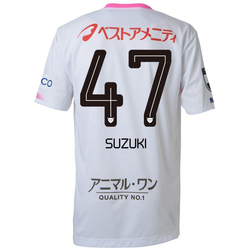 Niño Fútbol Camiseta Daichi Suzuki #47 Blanco Azul Rosa 2ª Equipación 2024/25