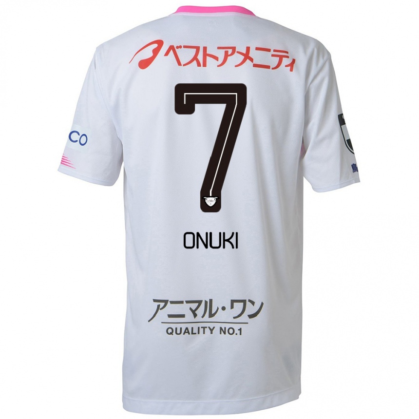 Niño Fútbol Camiseta Tentaro Onuki #7 Blanco Azul Rosa 2ª Equipación 2024/25