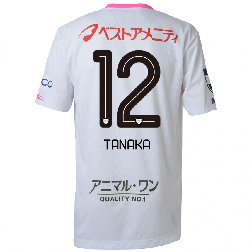 Niño Fútbol Camiseta Kosei Tanaka #12 Blanco Azul Rosa 2ª Equipación 2024/25