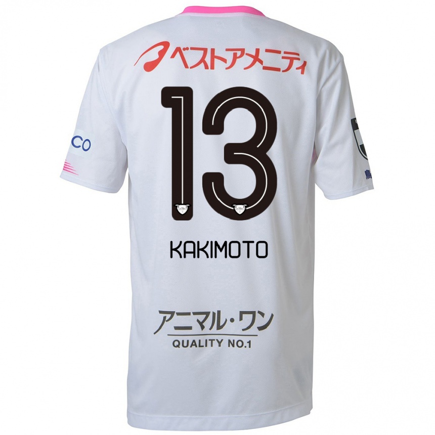 Niño Fútbol Camiseta Yuto Kakimoto #13 Blanco Azul Rosa 2ª Equipación 2024/25