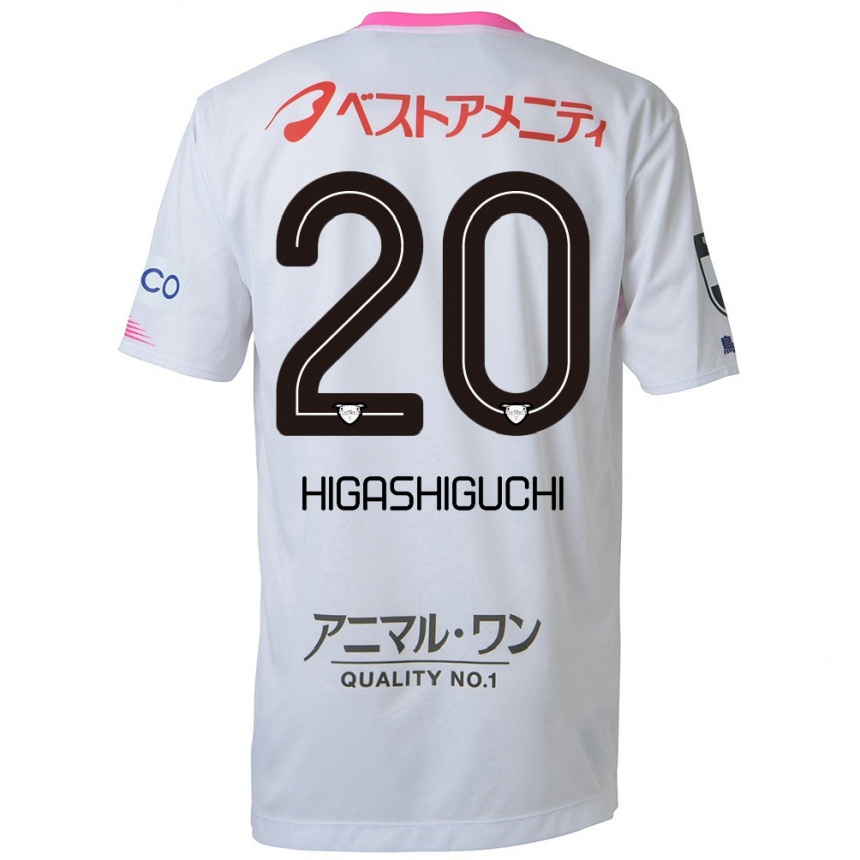 Niño Fútbol Camiseta Aitaro Higashiguchi #20 Blanco Azul Rosa 2ª Equipación 2024/25