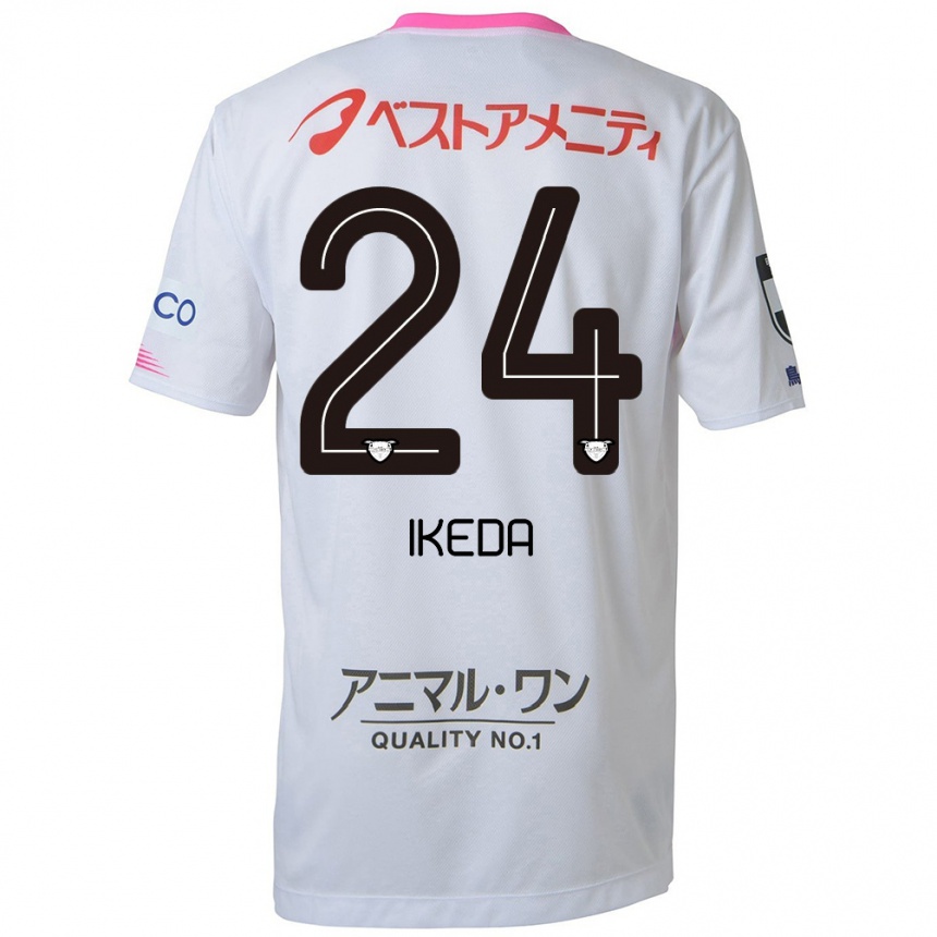 Niño Fútbol Camiseta Tokia Ikeda #24 Blanco Azul Rosa 2ª Equipación 2024/25