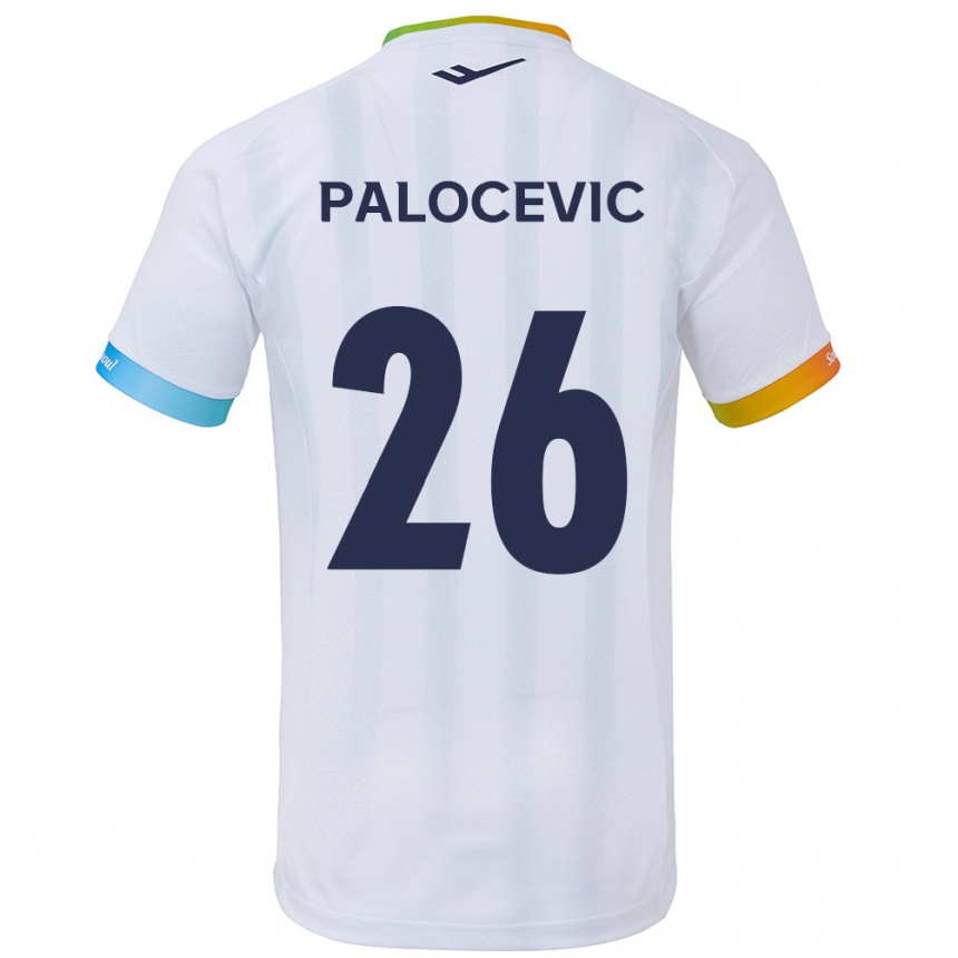 Niño Fútbol Camiseta Aleksandar Palocevic #26 Blanco Azul 2ª Equipación 2024/25