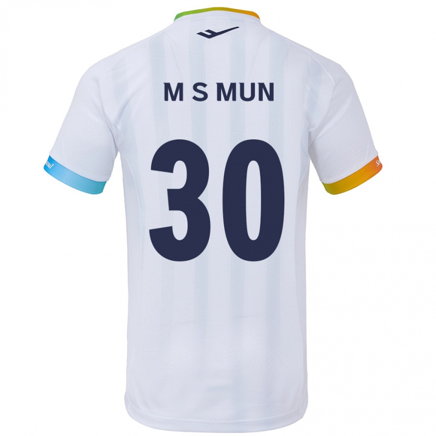 Niño Fútbol Camiseta Seong-Min Mun #30 Blanco Azul 2ª Equipación 2024/25