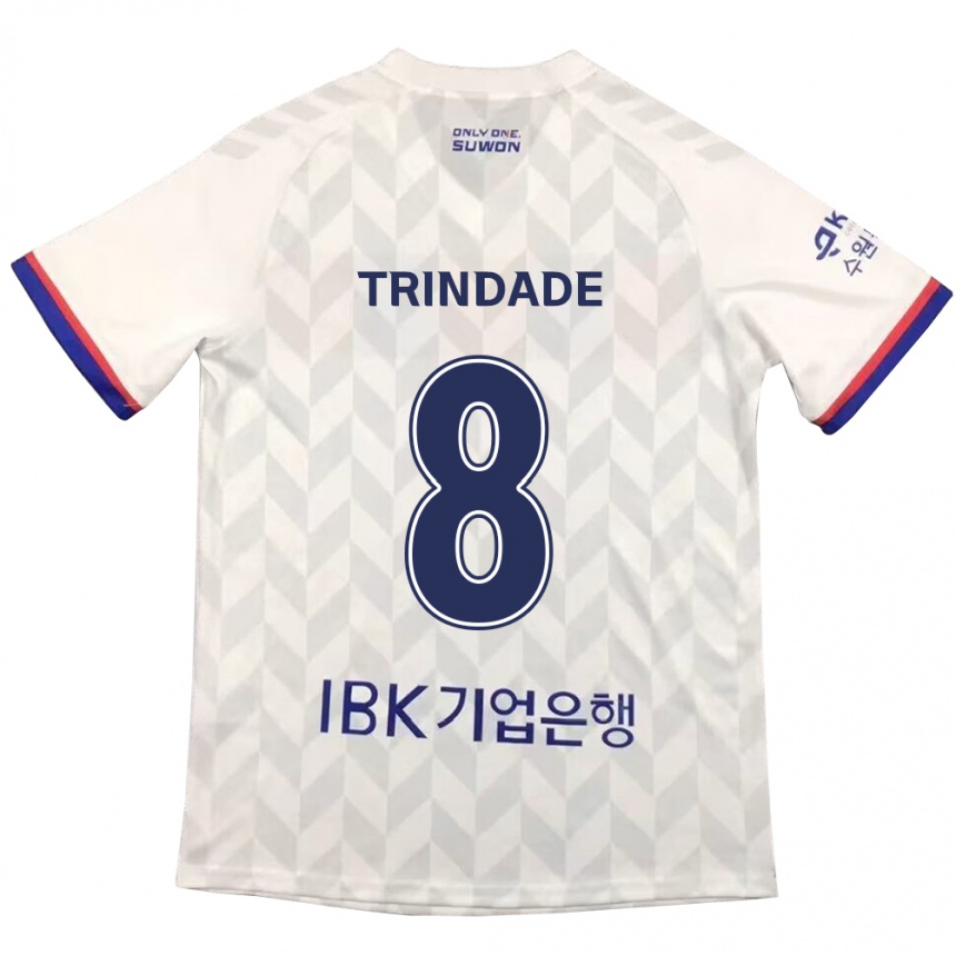 Niño Fútbol Camiseta Matheus Trindade #8 Blanco Azul 2ª Equipación 2024/25