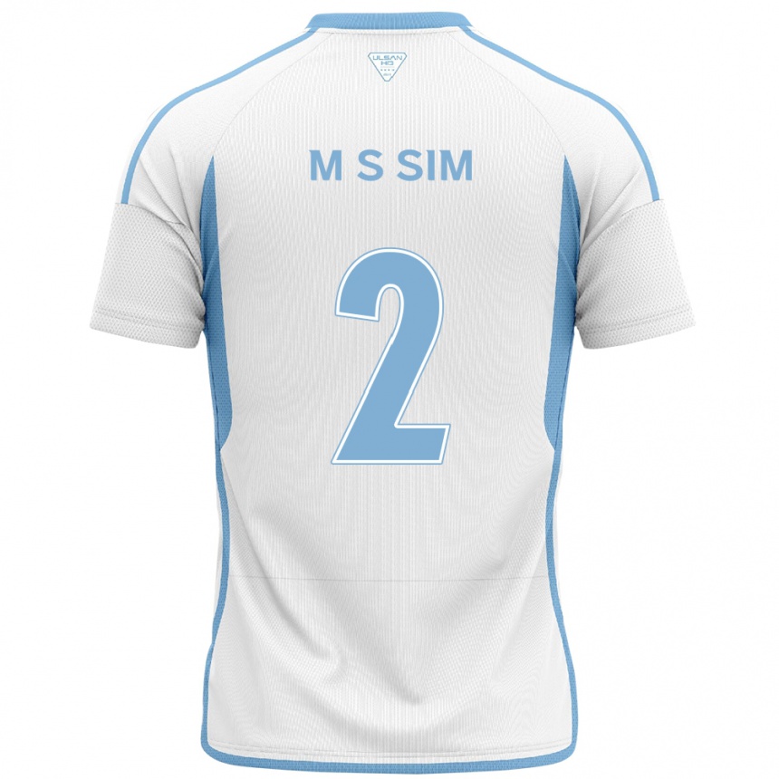 Niño Fútbol Camiseta Sang-Min Sim #2 Blanco Azul 2ª Equipación 2024/25