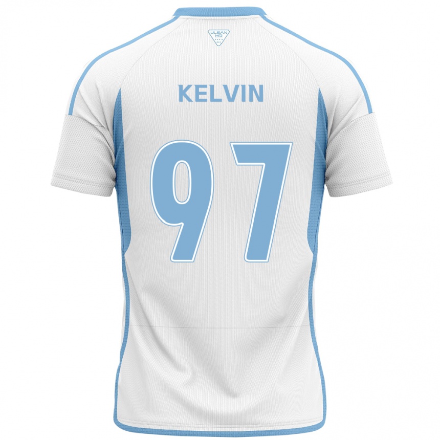 Niño Fútbol Camiseta Kelvin #97 Blanco Azul 2ª Equipación 2024/25