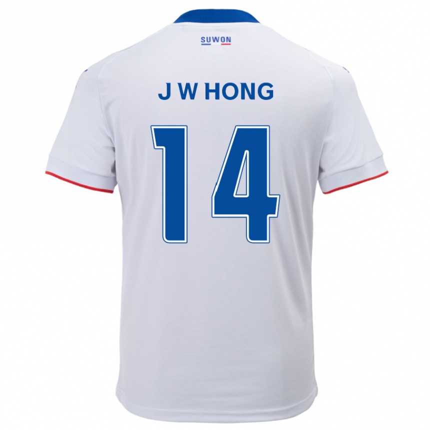 Niño Fútbol Camiseta Won-Jin Hong #14 Blanco Azul 2ª Equipación 2024/25