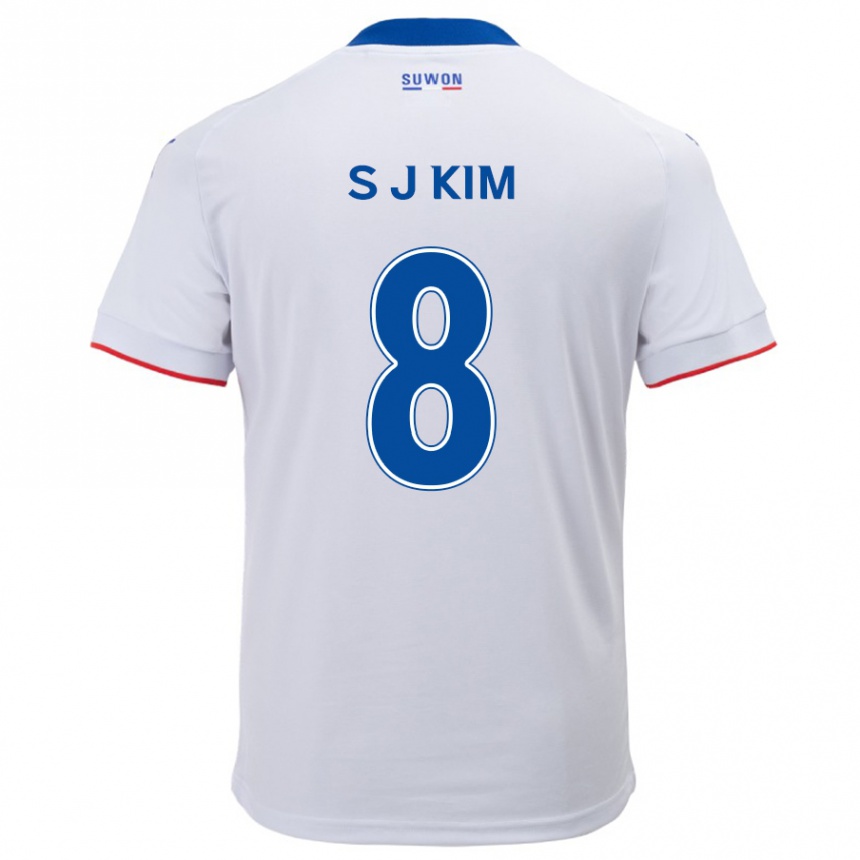 Niño Fútbol Camiseta Ji-Sung Kim #8 Blanco Azul 2ª Equipación 2024/25