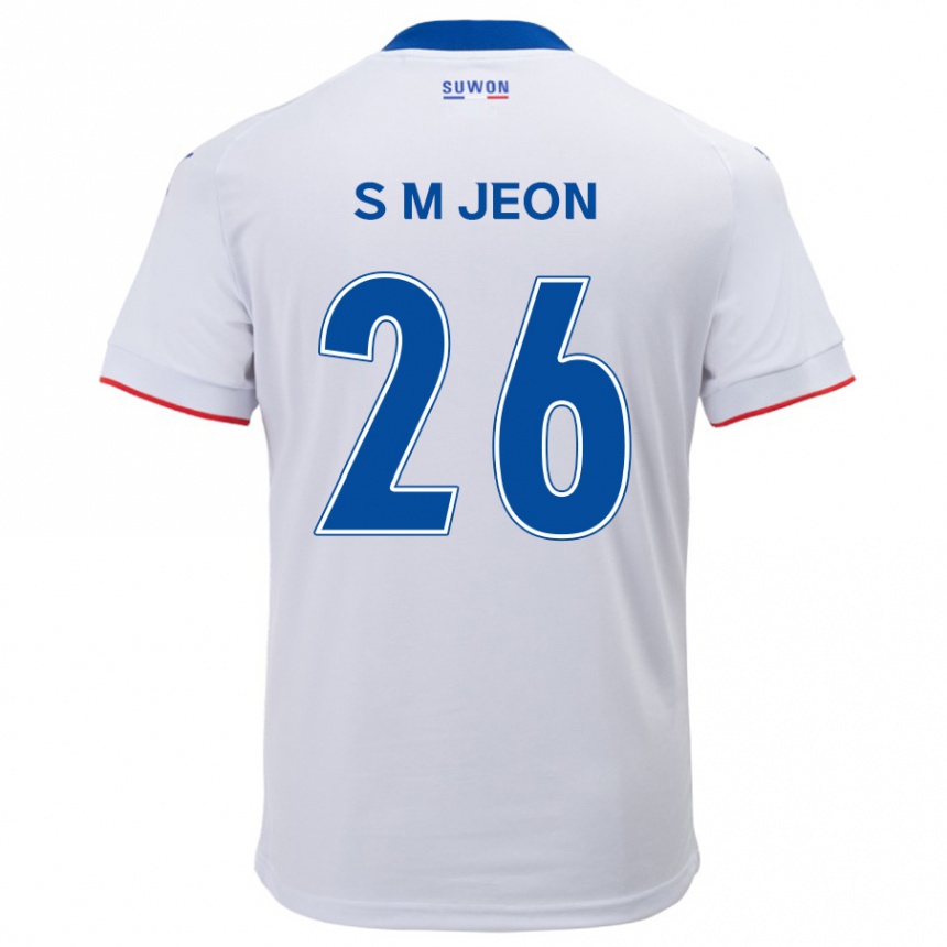 Niño Fútbol Camiseta Min-Seung Jeon #26 Blanco Azul 2ª Equipación 2024/25