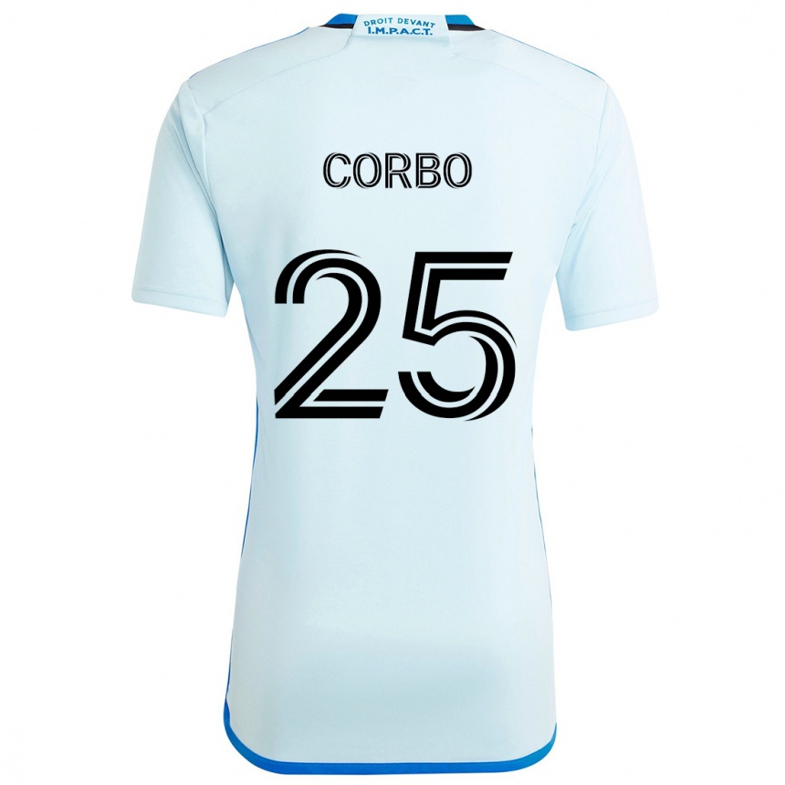 Niño Fútbol Camiseta Gabriele Corbo #25 Azul Hielo 2ª Equipación 2024/25