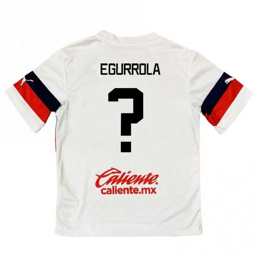 Niño Fútbol Camiseta Luis Egurrola #0 Blanco Rojo 2ª Equipación 2024/25