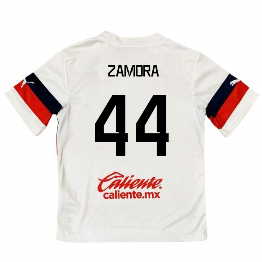 Niño Fútbol Camiseta Saúl Zamora #44 Blanco Rojo 2ª Equipación 2024/25