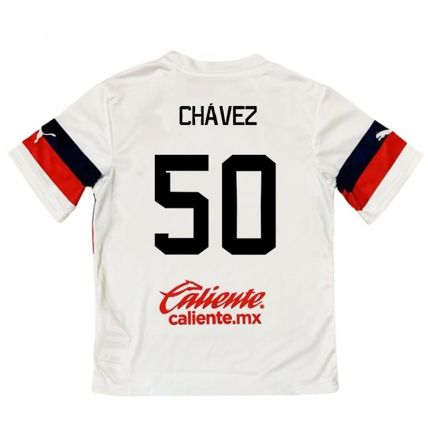 Niño Fútbol Camiseta Mateo Chávez #50 Blanco Rojo 2ª Equipación 2024/25