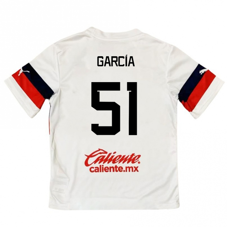 Niño Fútbol Camiseta Eduardo García #51 Blanco Rojo 2ª Equipación 2024/25