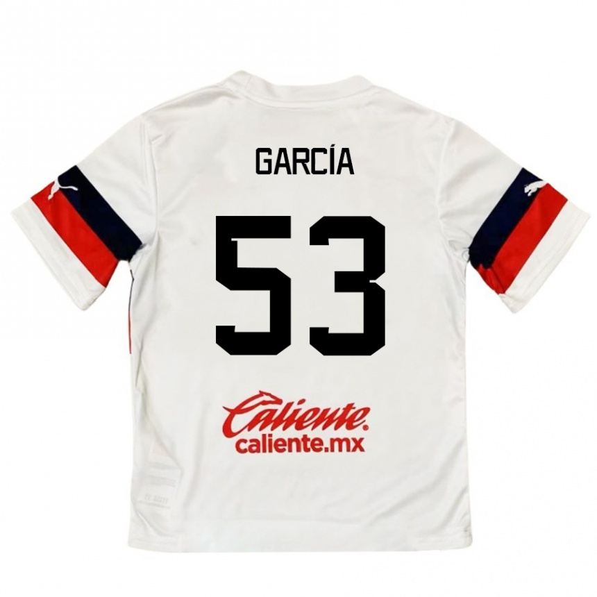 Niño Fútbol Camiseta Uziel García #53 Blanco Rojo 2ª Equipación 2024/25