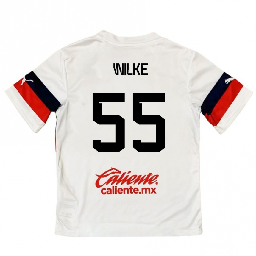 Niño Fútbol Camiseta Teun Wilke #55 Blanco Rojo 2ª Equipación 2024/25