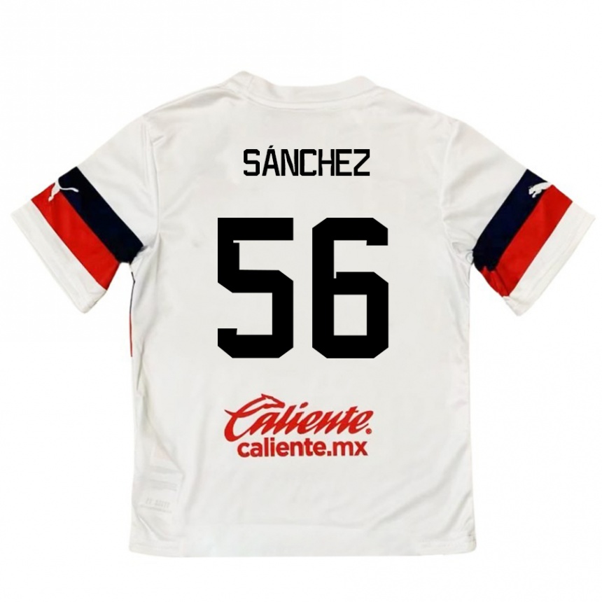 Niño Fútbol Camiseta Benjamín Sánchez #56 Blanco Rojo 2ª Equipación 2024/25