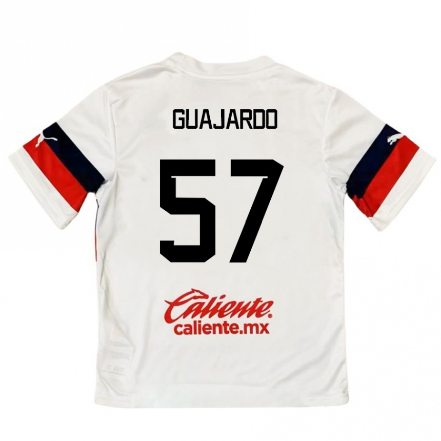 Niño Fútbol Camiseta Dylan Guajardo #57 Blanco Rojo 2ª Equipación 2024/25