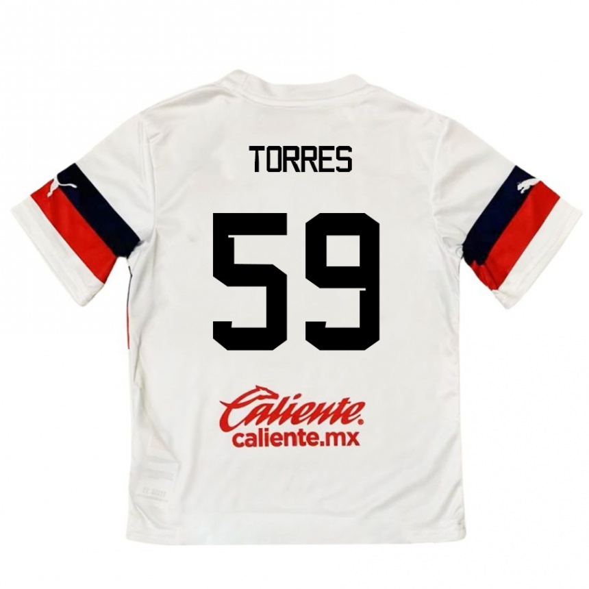 Niño Fútbol Camiseta Christian Torres #59 Blanco Rojo 2ª Equipación 2024/25