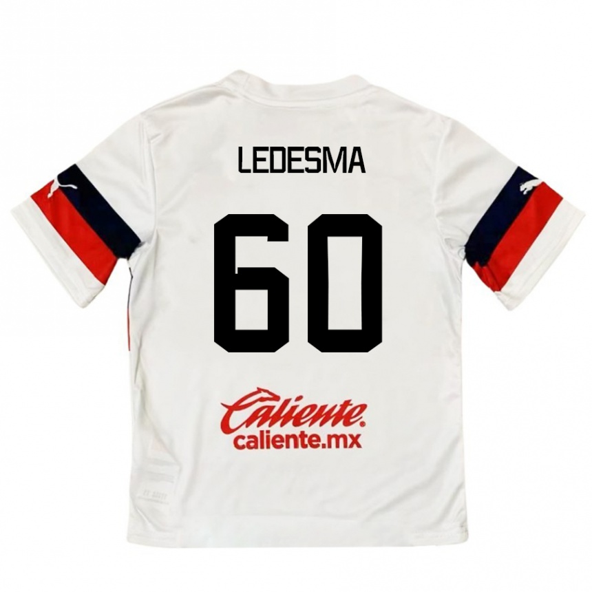 Niño Fútbol Camiseta Luis Ledesma #60 Blanco Rojo 2ª Equipación 2024/25