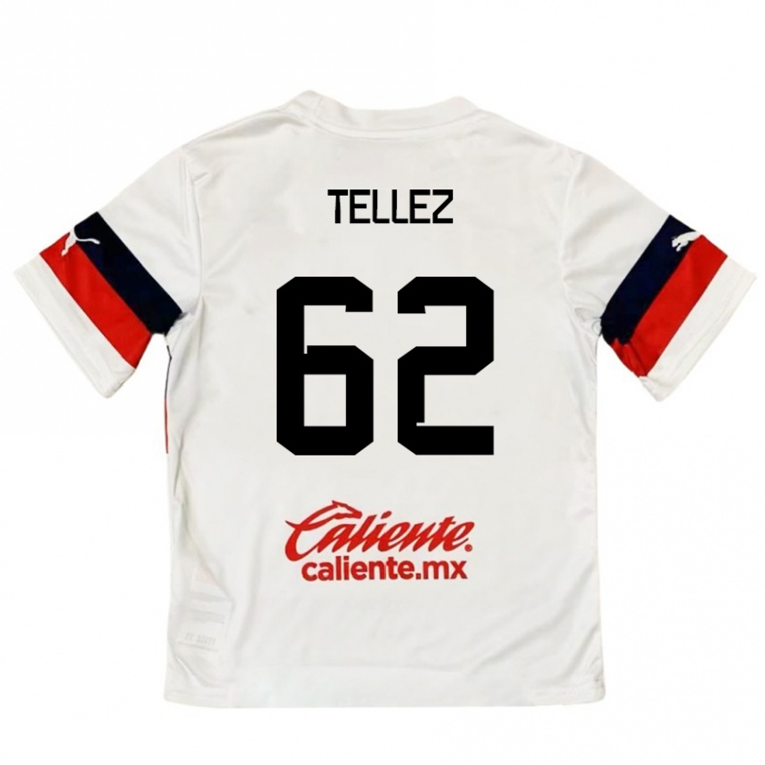 Niño Fútbol Camiseta Brandon Téllez #62 Blanco Rojo 2ª Equipación 2024/25