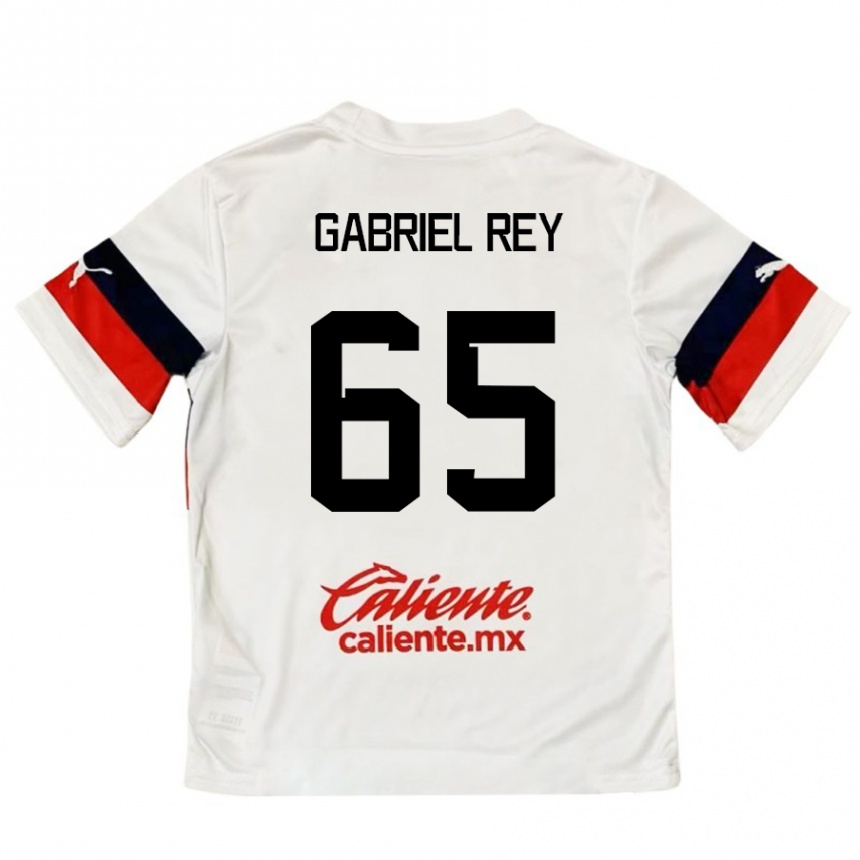 Niño Fútbol Camiseta Luis Gabriel Rey #65 Blanco Rojo 2ª Equipación 2024/25