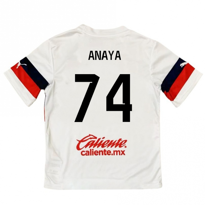 Niño Fútbol Camiseta Mario Anaya #74 Blanco Rojo 2ª Equipación 2024/25