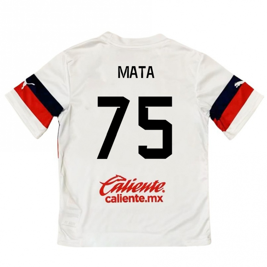 Niño Fútbol Camiseta Hugo Mata #75 Blanco Rojo 2ª Equipación 2024/25