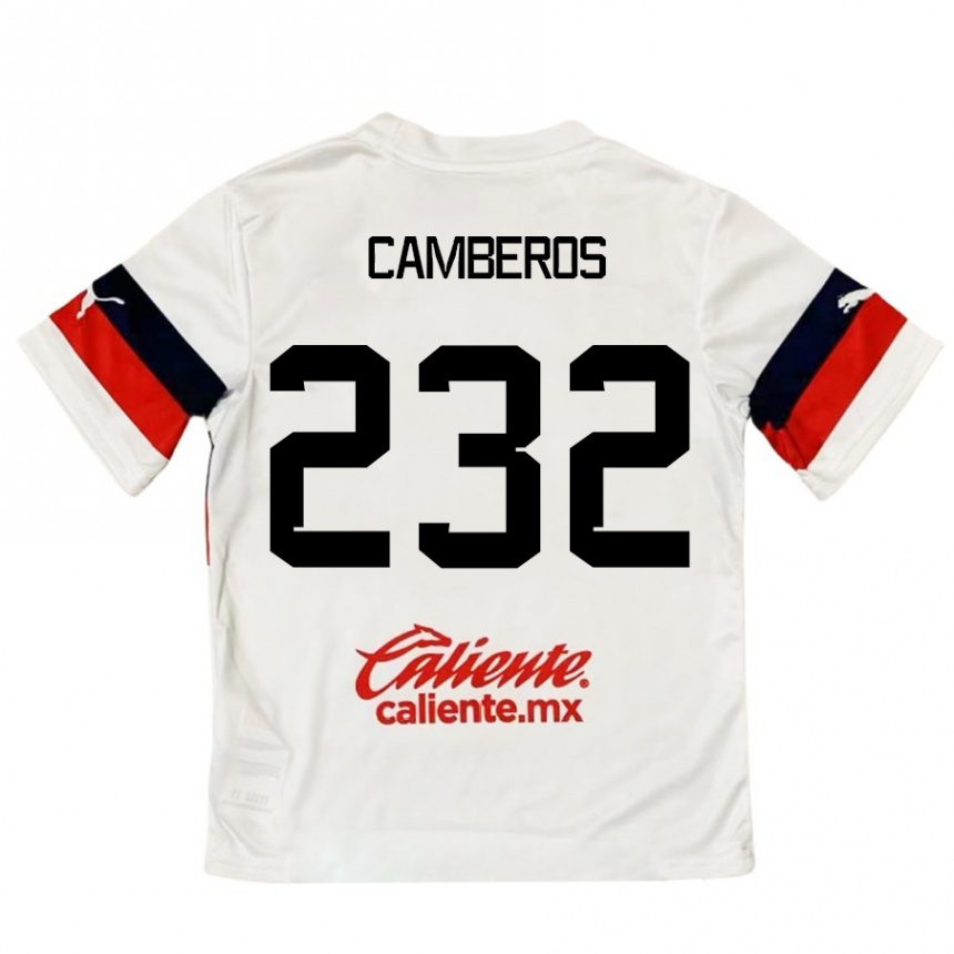 Niño Fútbol Camiseta Hugo Camberos #232 Blanco Rojo 2ª Equipación 2024/25