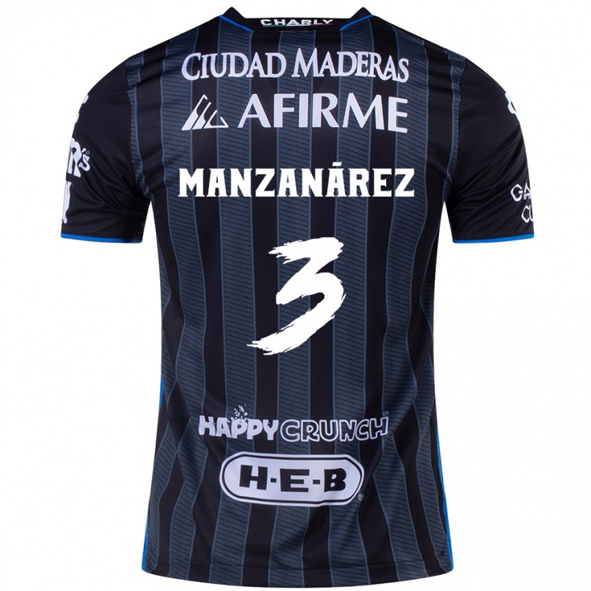 Niño Fútbol Camiseta Óscar Manzanárez #3 Blanco Negro 2ª Equipación 2024/25