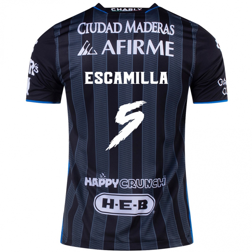 Niño Fútbol Camiseta Kevin Escamilla #5 Blanco Negro 2ª Equipación 2024/25