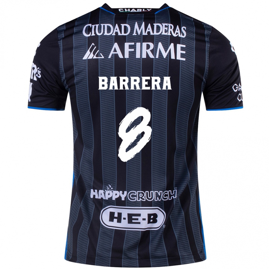 Niño Fútbol Camiseta Pablo Barrera #8 Blanco Negro 2ª Equipación 2024/25