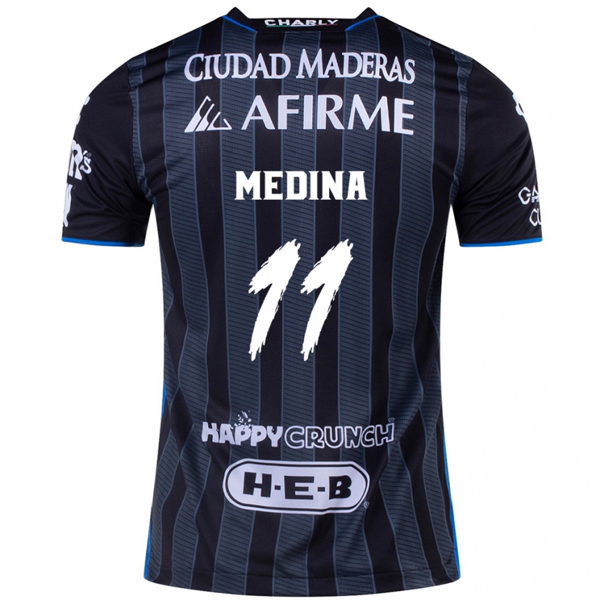 Niño Fútbol Camiseta Alan Medina #11 Blanco Negro 2ª Equipación 2024/25