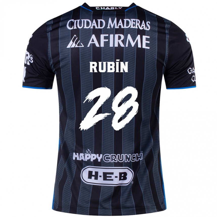 Niño Fútbol Camiseta Rubio Rubín #28 Blanco Negro 2ª Equipación 2024/25