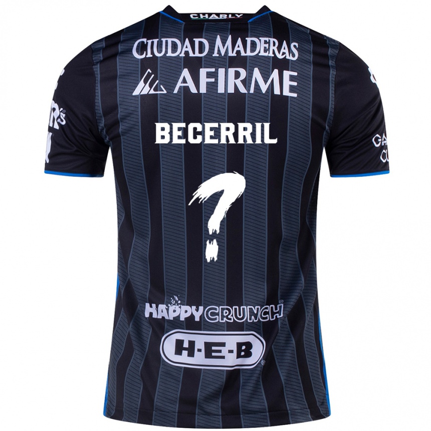 Niño Fútbol Camiseta Abner Becerril #0 Blanco Negro 2ª Equipación 2024/25