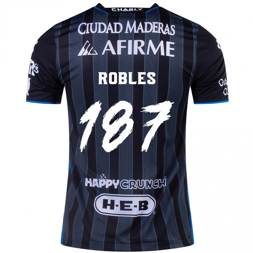 Niño Fútbol Camiseta Juan Robles #187 Blanco Negro 2ª Equipación 2024/25