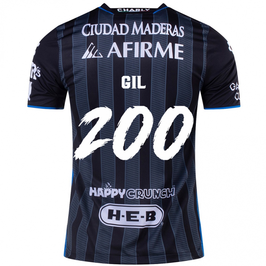 Niño Fútbol Camiseta Gerardo Gil #200 Blanco Negro 2ª Equipación 2024/25