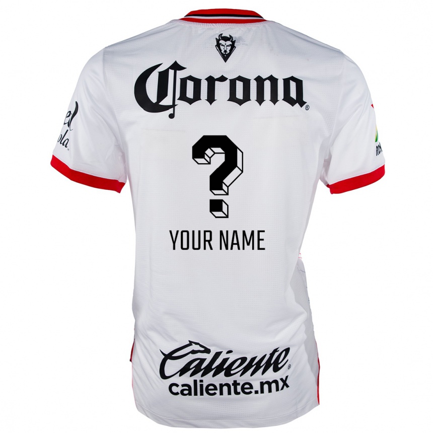 Niño Fútbol Camiseta Su Nombre #0 Blanco Rojo 2ª Equipación 2024/25