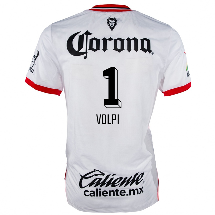 Niño Fútbol Camiseta Tiago Volpi #1 Blanco Rojo 2ª Equipación 2024/25