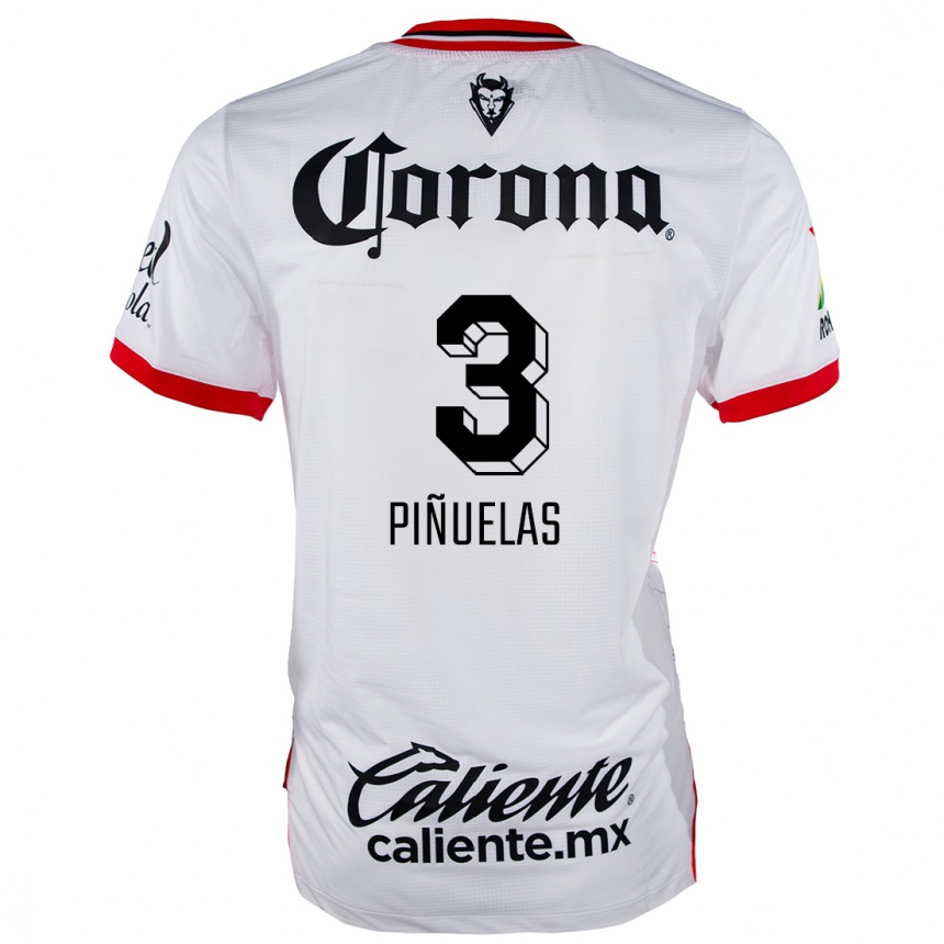 Niño Fútbol Camiseta Fernando Piñuelas #3 Blanco Rojo 2ª Equipación 2024/25