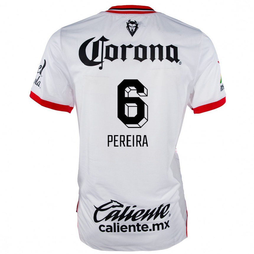 Niño Fútbol Camiseta Federico Pereira #6 Blanco Rojo 2ª Equipación 2024/25