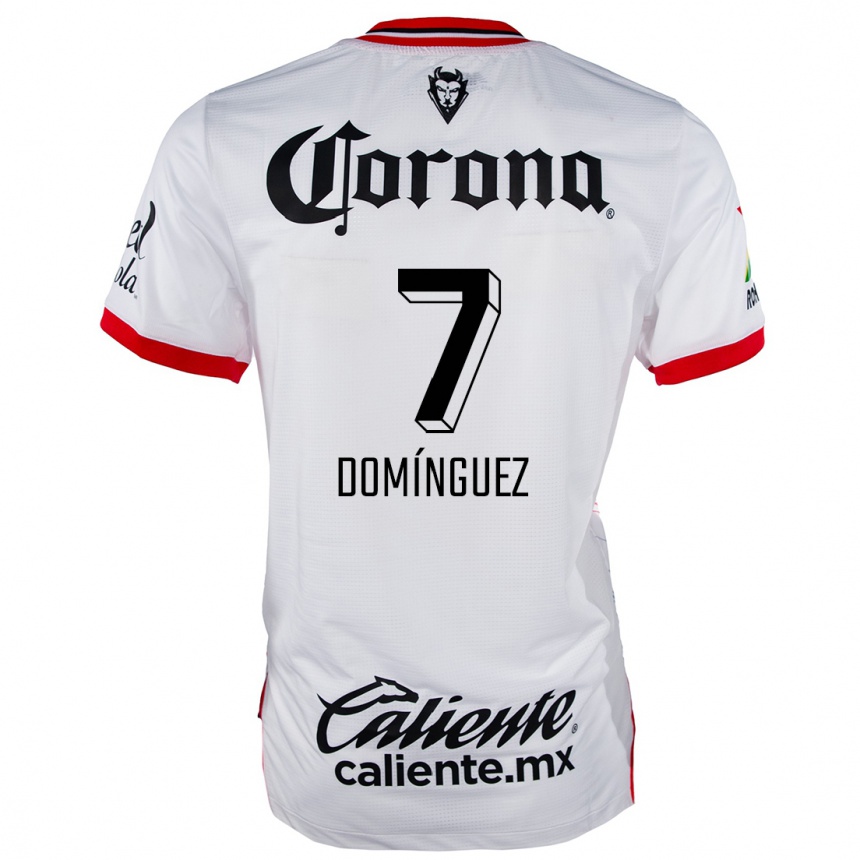 Niño Fútbol Camiseta Juan Domínguez #7 Blanco Rojo 2ª Equipación 2024/25