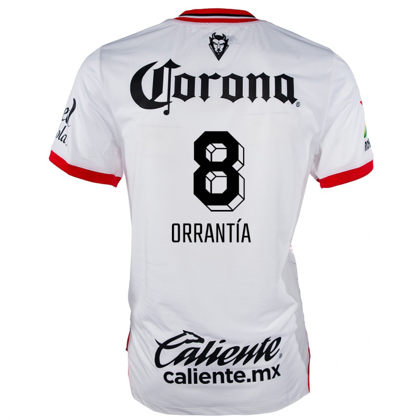 Niño Fútbol Camiseta Carlos Orrantía #8 Blanco Rojo 2ª Equipación 2024/25